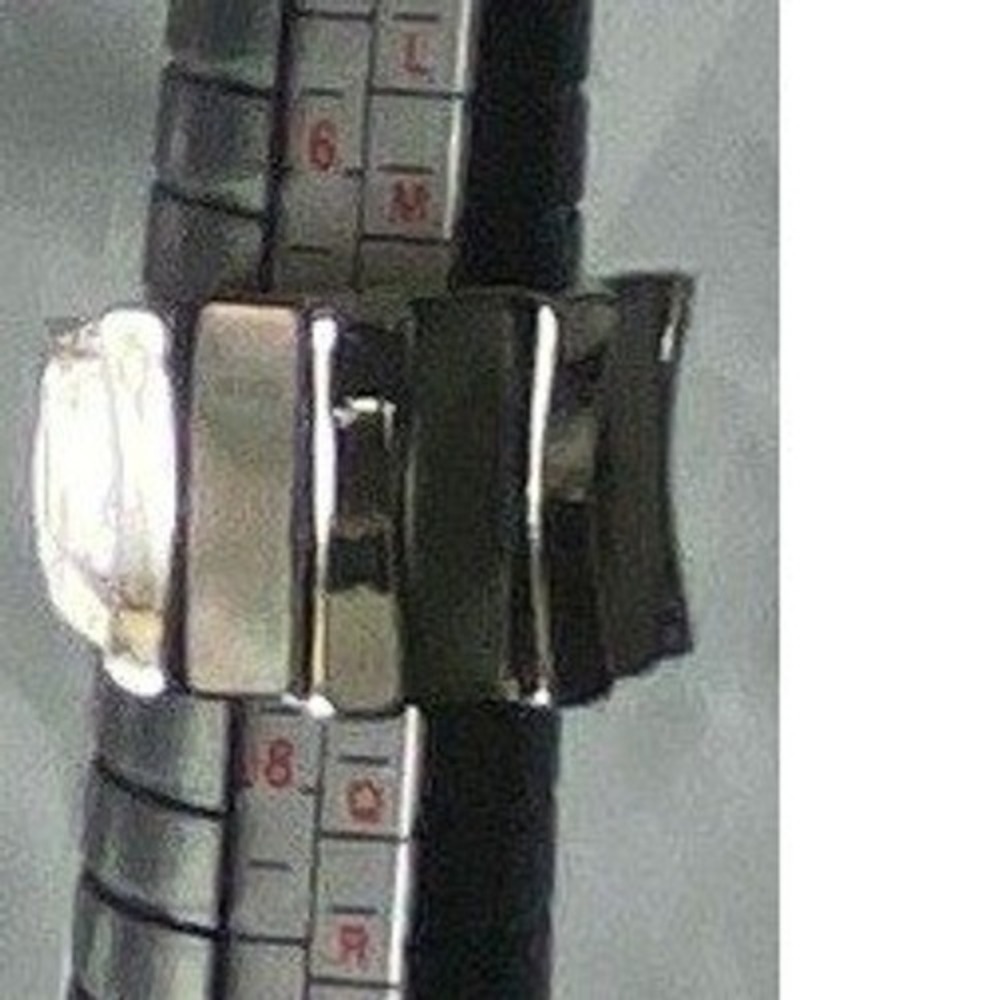 Silver‎ tone  Ring Oval Stone White Gem Silver tone Stamped size 7.75 Adjustable